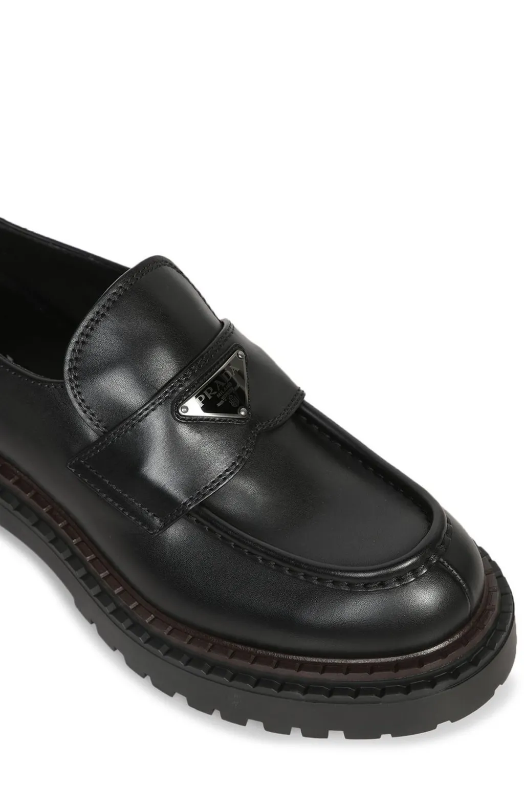 Prada Logo Plaque Slip-On Loafers