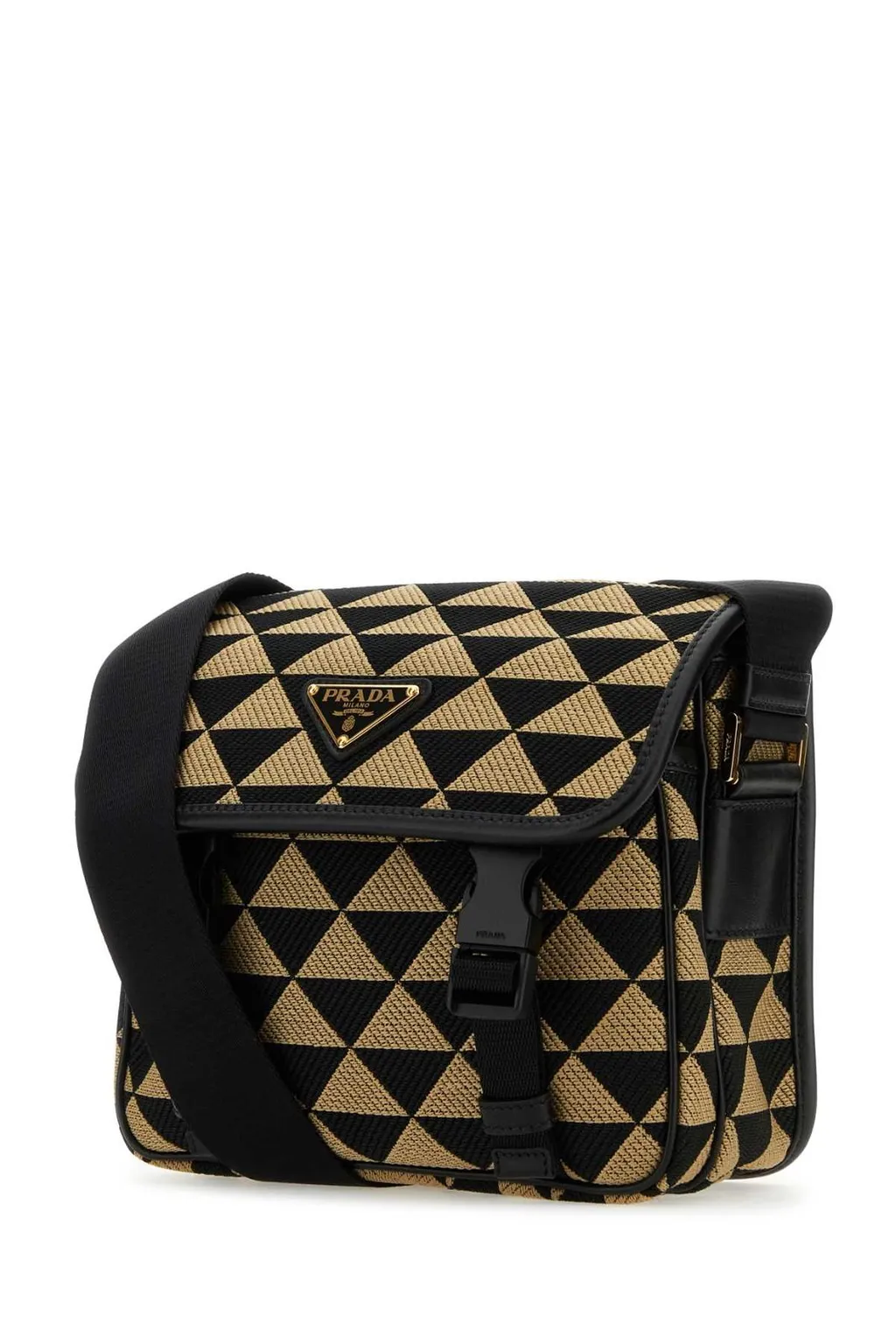 Prada Symbole Embroidered Foldover Top Messenger Bag