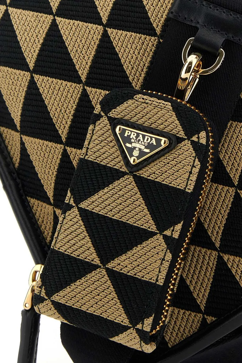 Prada Symbole Embroidered Foldover Top Messenger Bag