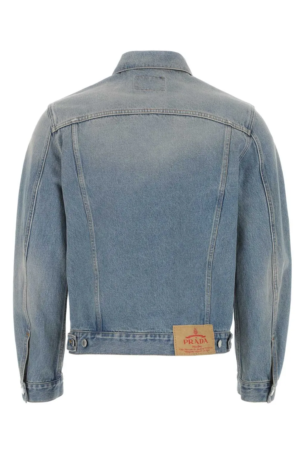 Prada Enamelled Tag Detailed Denim Jacket