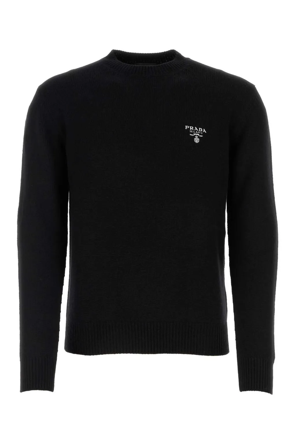 Prada Logo Embroidered Crewneck Knit Sweater