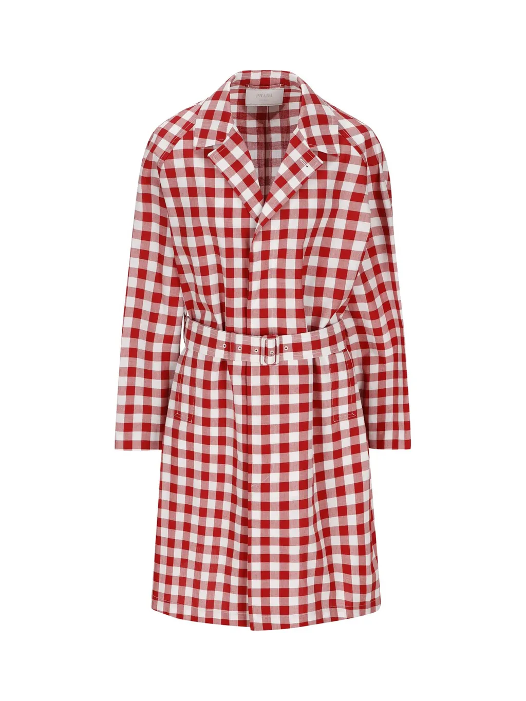 Prada Check-Printed Belted Coat