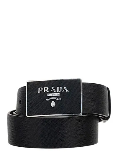 Prada Logo Plaque Buckle Belt