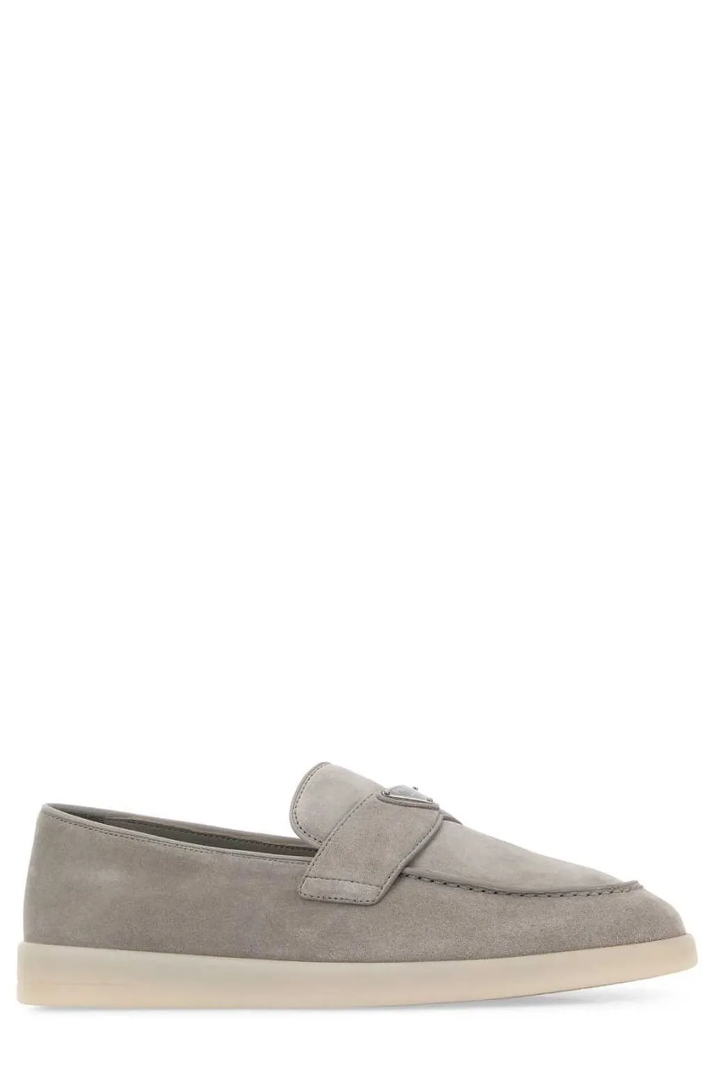 Prada Logo Plaque Almond Toe Loafers