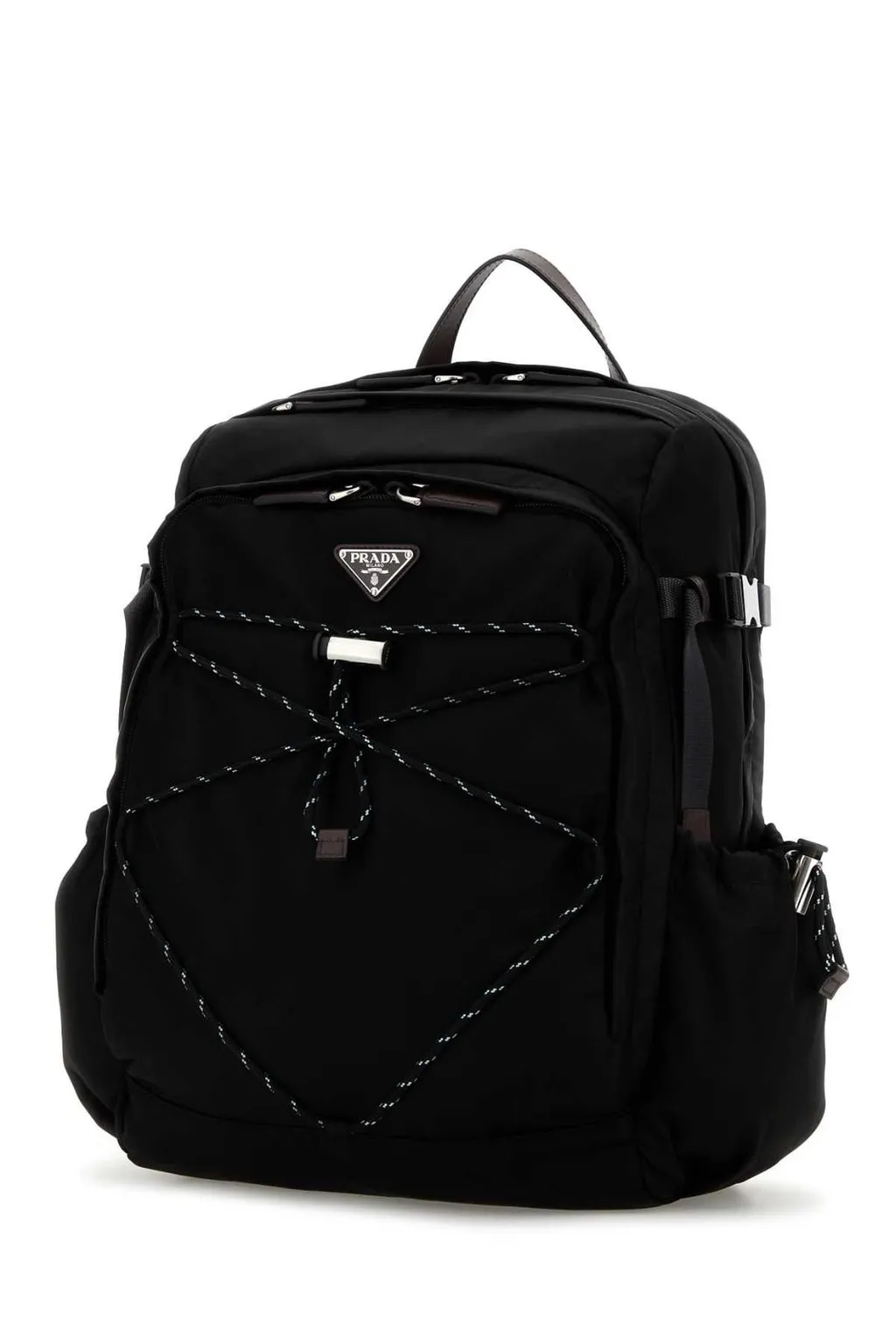 Prada Triangle-Logo Zipped Backpack