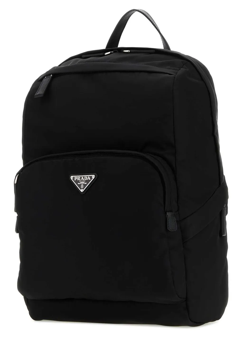 Prada Logo-Plaque Zipped Backpack