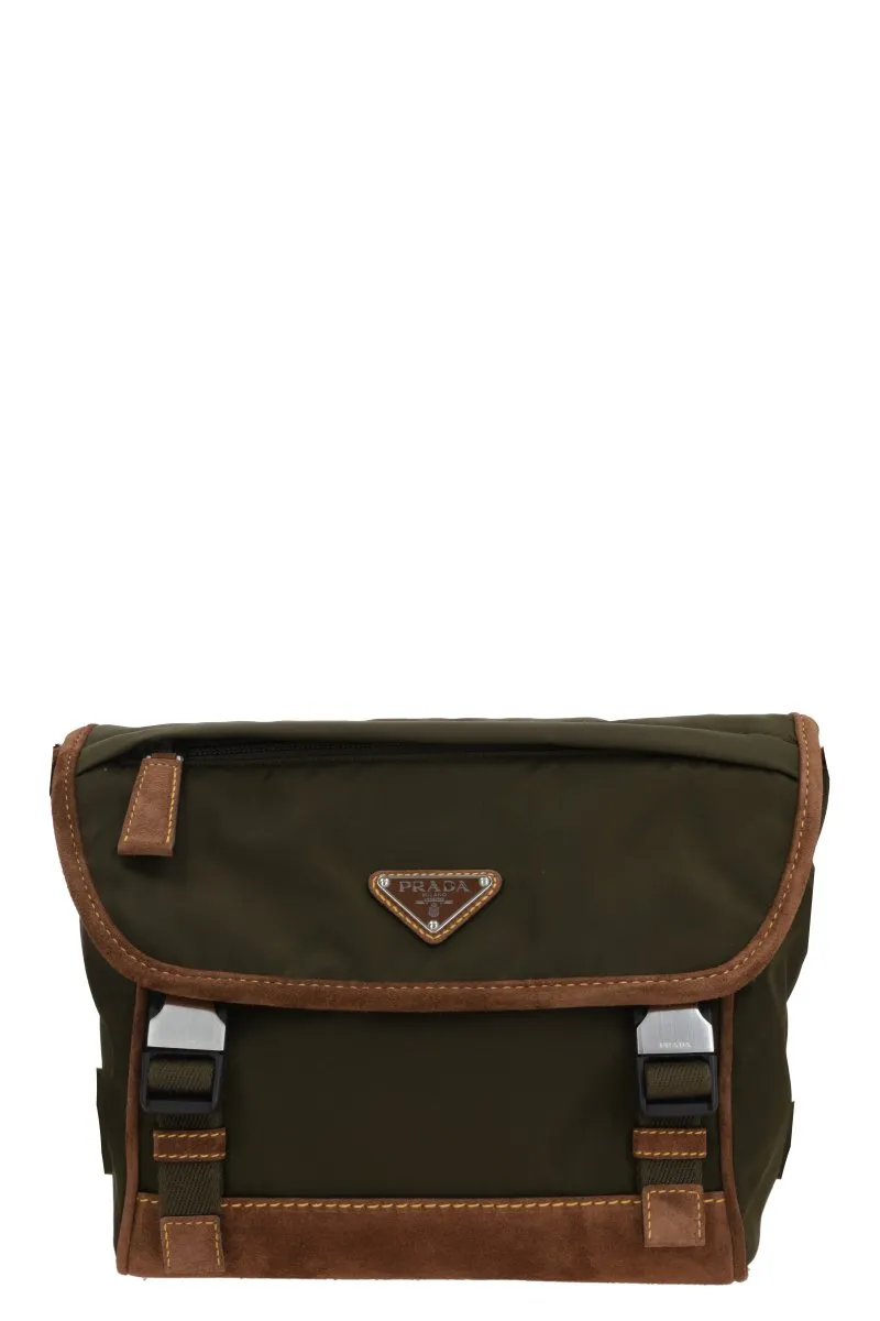 Prada Re-Nylon Triangle-Logo Panelled Messenger Bag