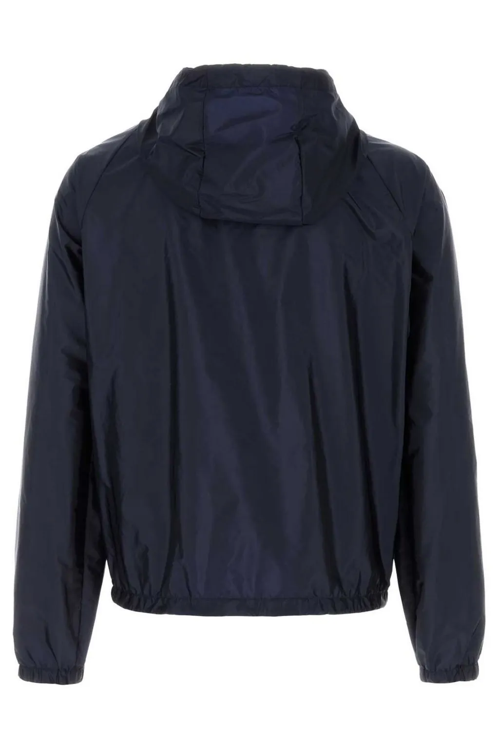 Prada Logo Plaque Zip-Up Hooded Jacket