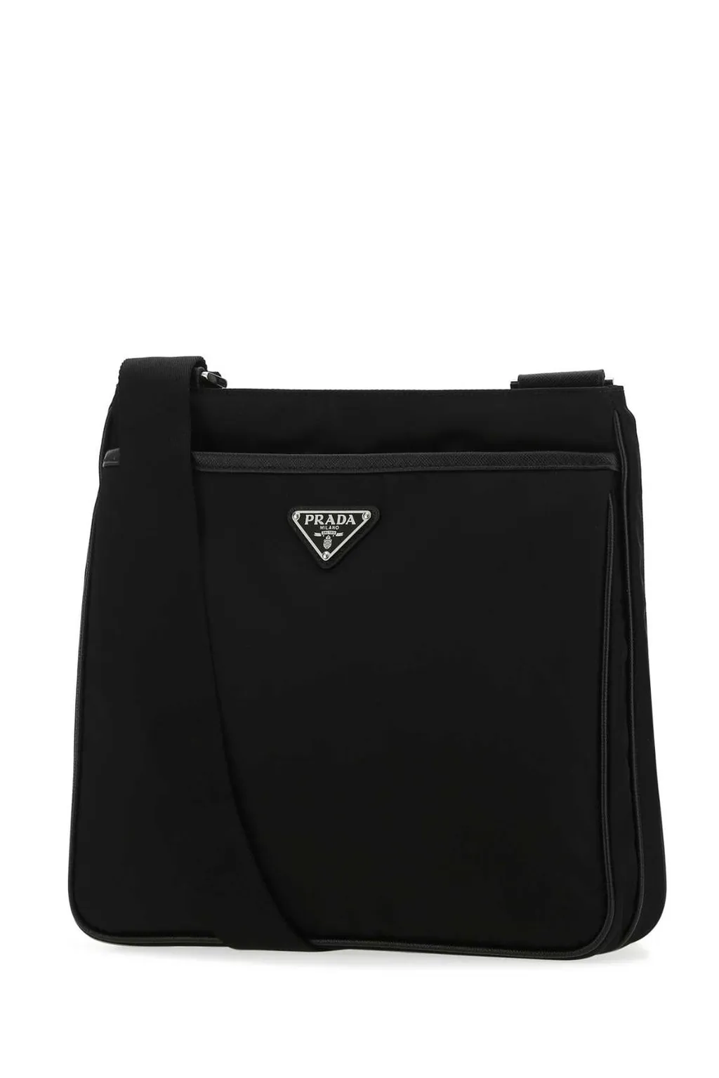 Prada Logo Plaque Zipped Messenger Bag