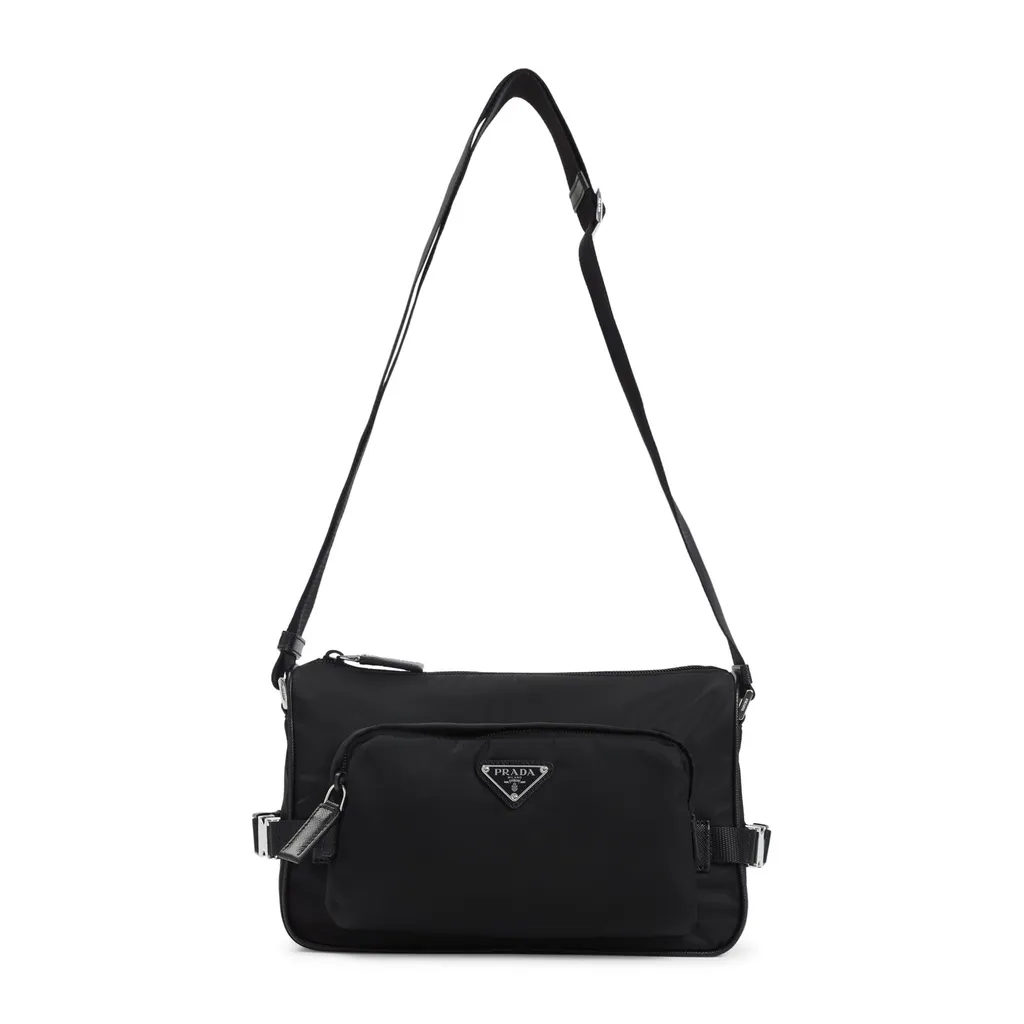 Prada Logo Plaque Zipped Messenger Bag