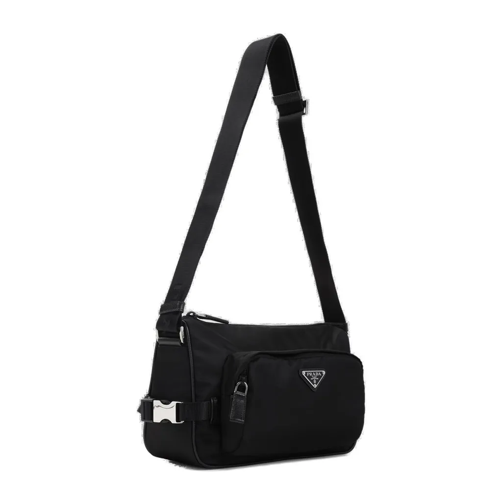 Prada Logo Plaque Zipped Messenger Bag