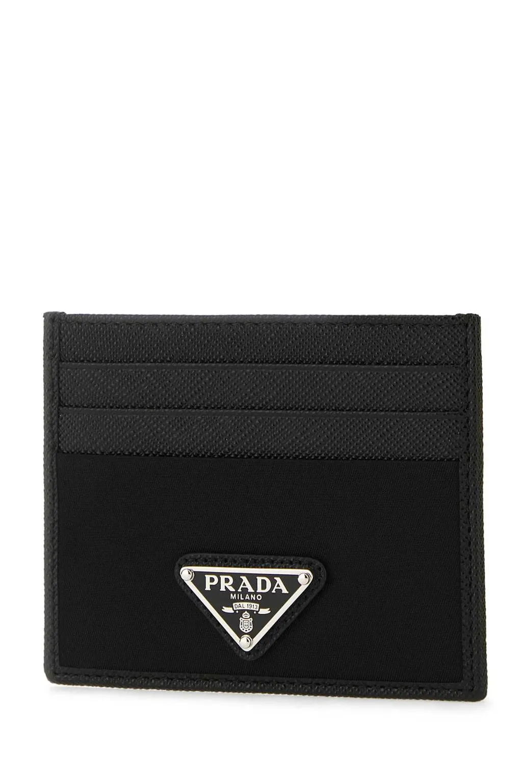 Prada Logo Plaque Slit Detailed Card Holder