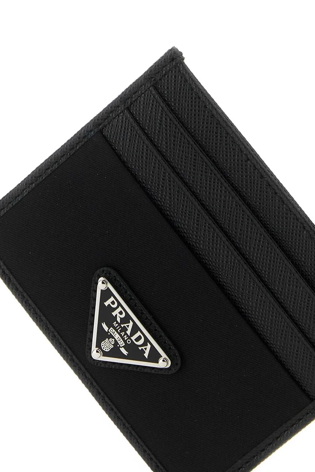 Prada Logo Plaque Slit Detailed Card Holder