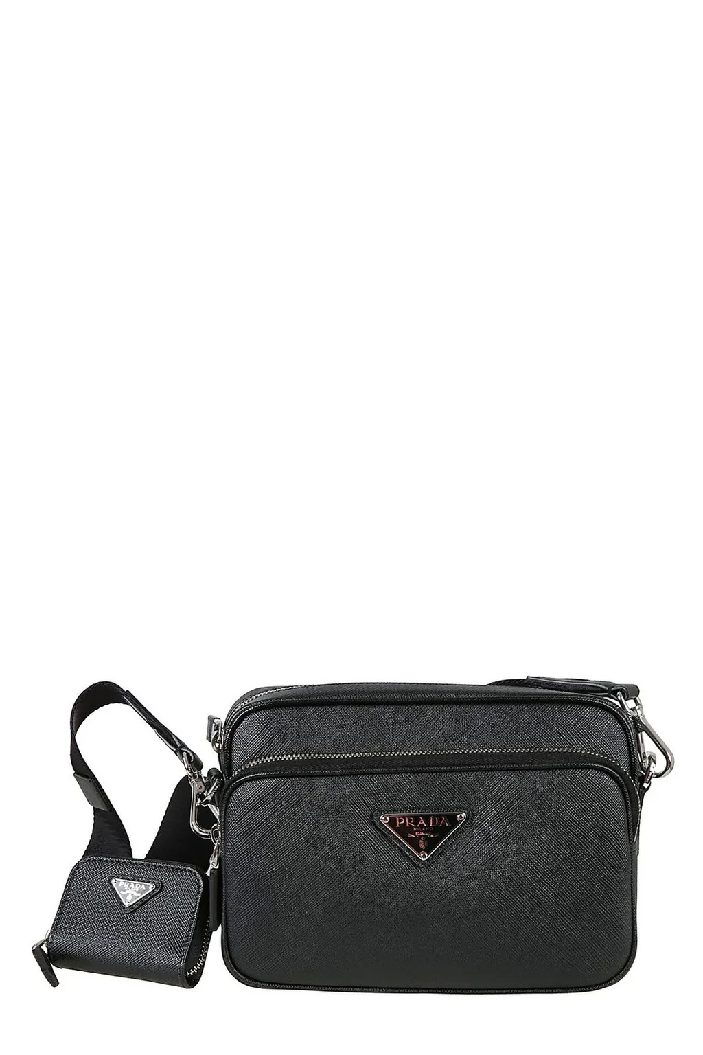 Prada Logo Plaque Zipped Crossbody Bag