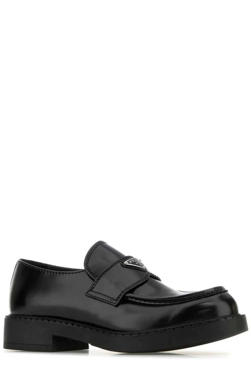 Prada Logo Plaque Slip-On Loafers