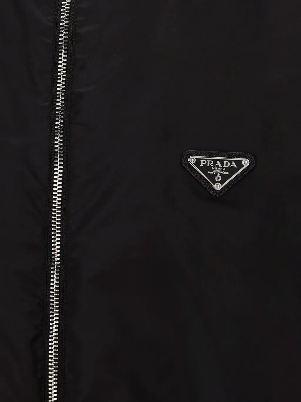 Prada Logo Plaque Zip-Up Hooded Jacket