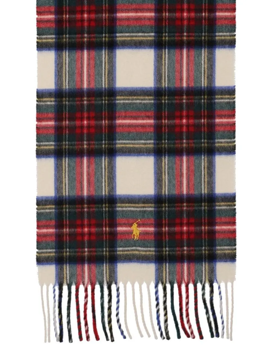 Polo Ralph Lauren Logo Detail Plaid Fringed Scarf