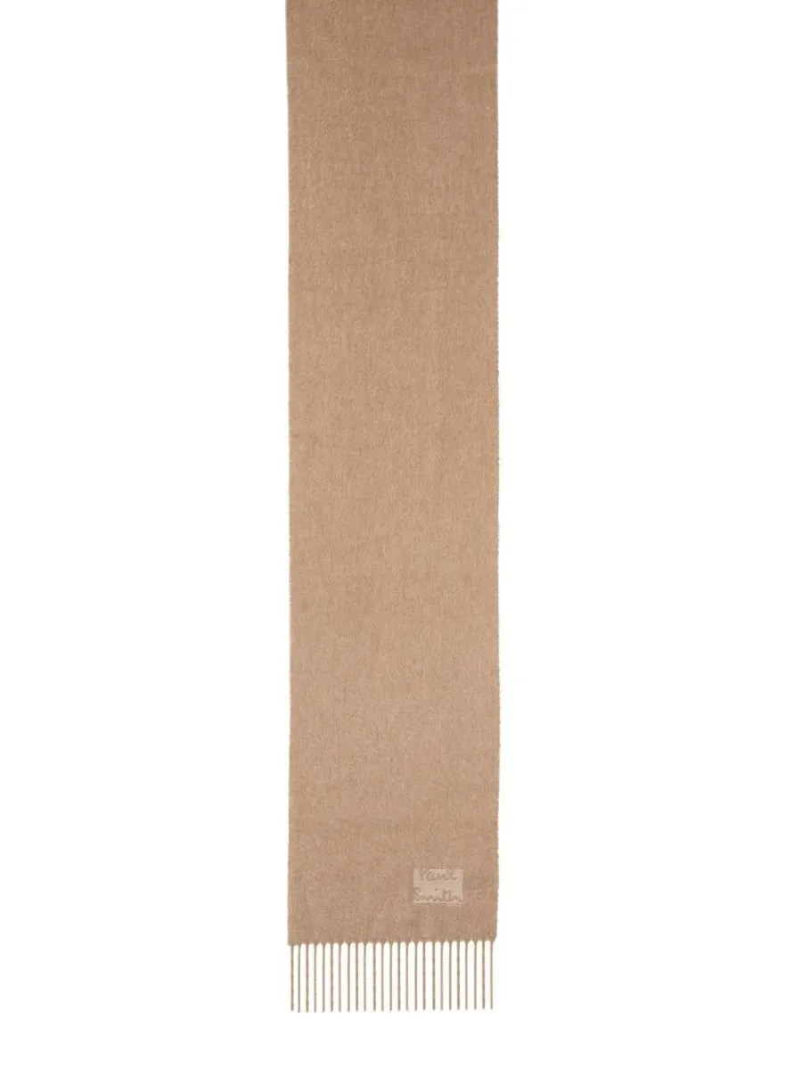 Paul Smith Logo Embroidered Fringed Scarf