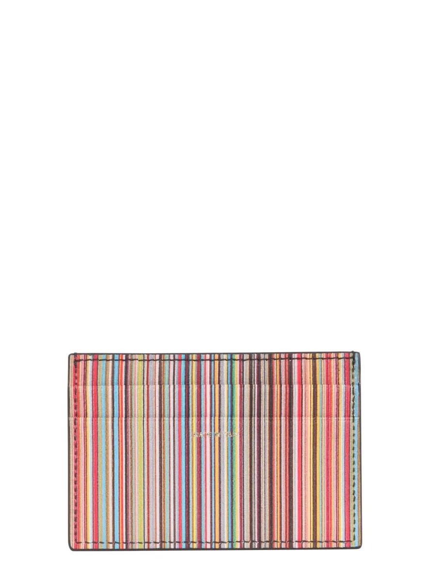 Paul Smith Logo Embossed Striped Cardholder