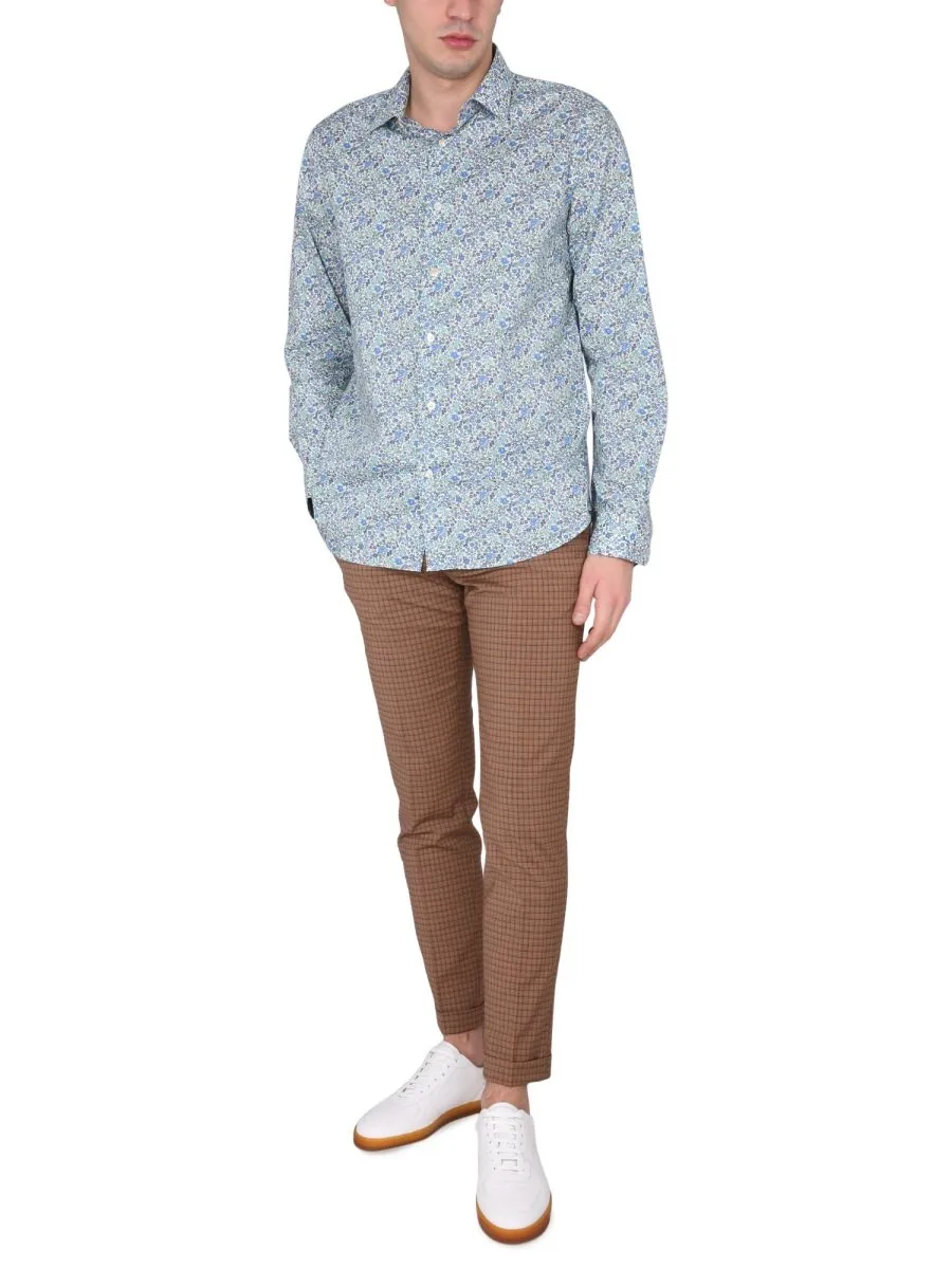 Paul Smith Floral-Printed Curved Hem Shirt