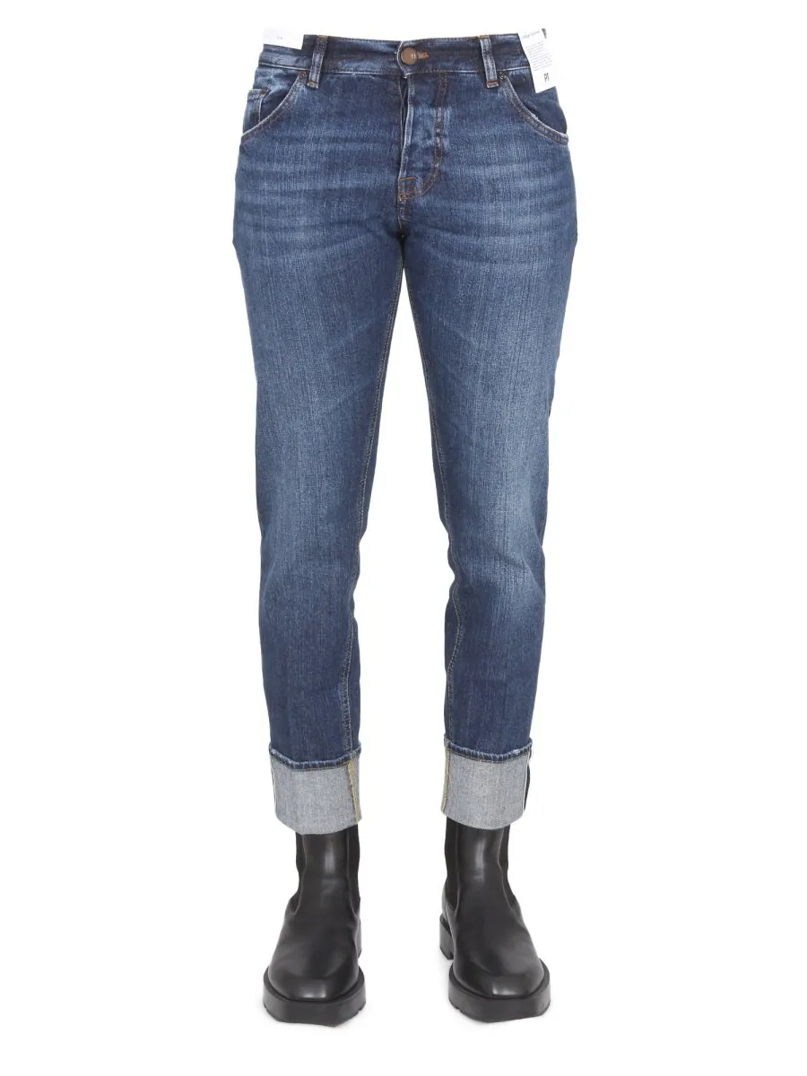 Pt Torino Cuffed Slim Fit Jeans