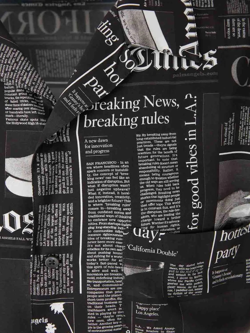 Palm Angels Newspaper Motif Short-Sleeved Shirt