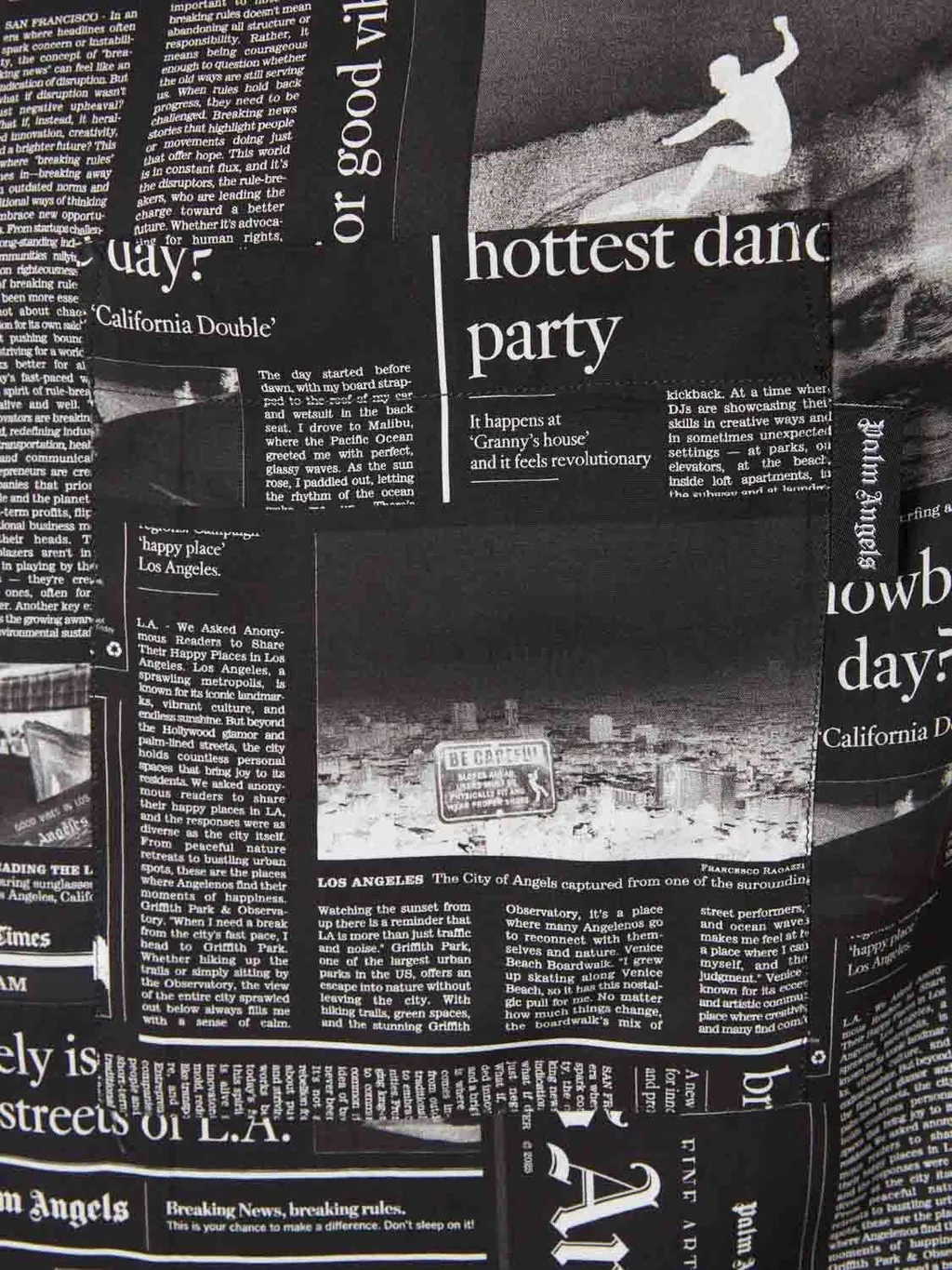 Palm Angels Newspaper Motif Short-Sleeved Shirt
