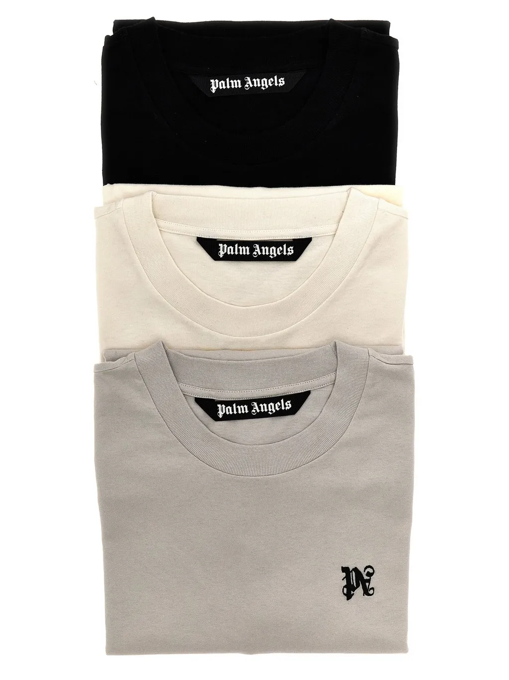 Palm Angels Monogram-Embroidered Pack Of Three Crewneck T-Shirt