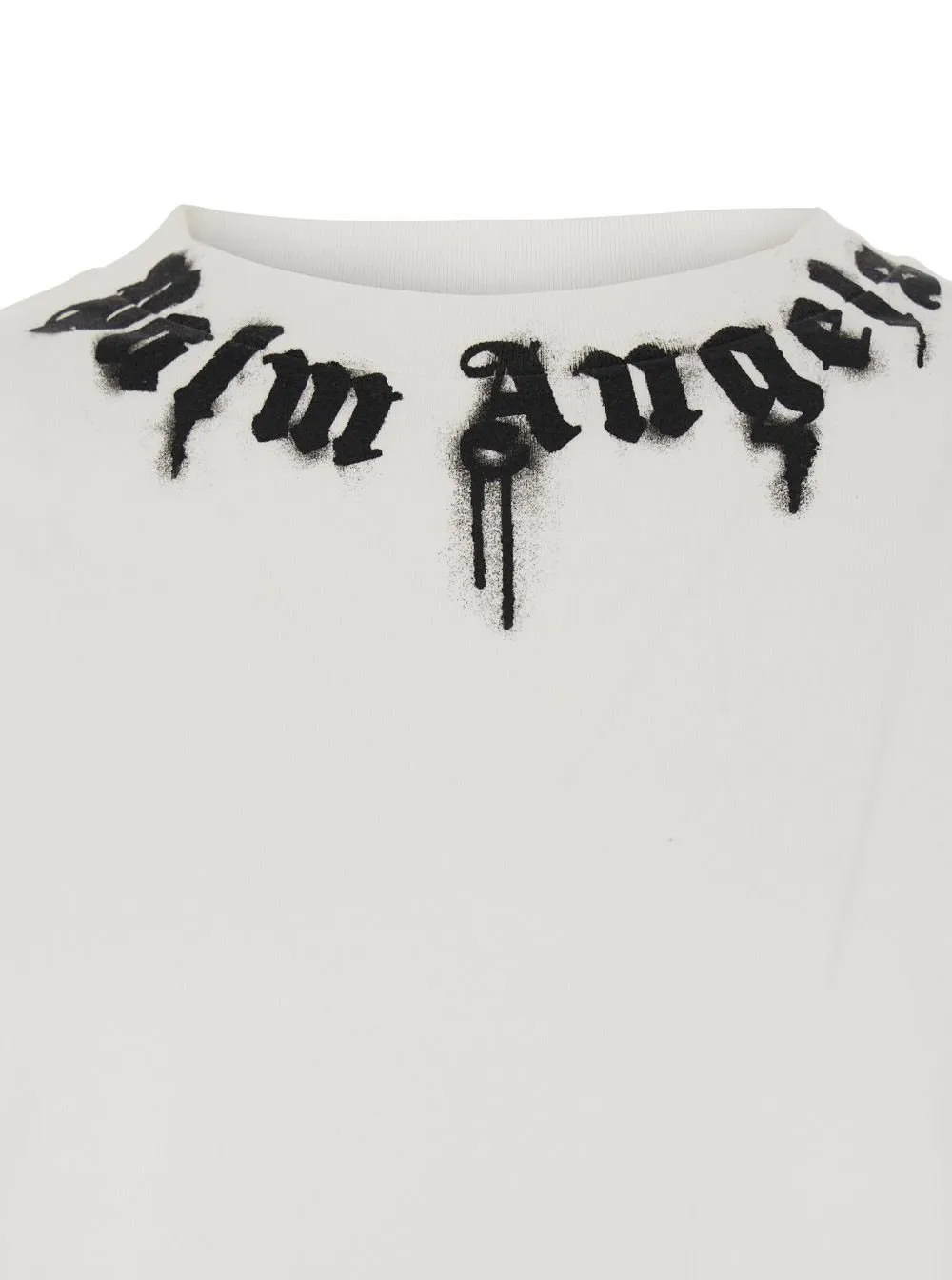 Palm Angels Neck Logo Printed Crewneck T-Shirt