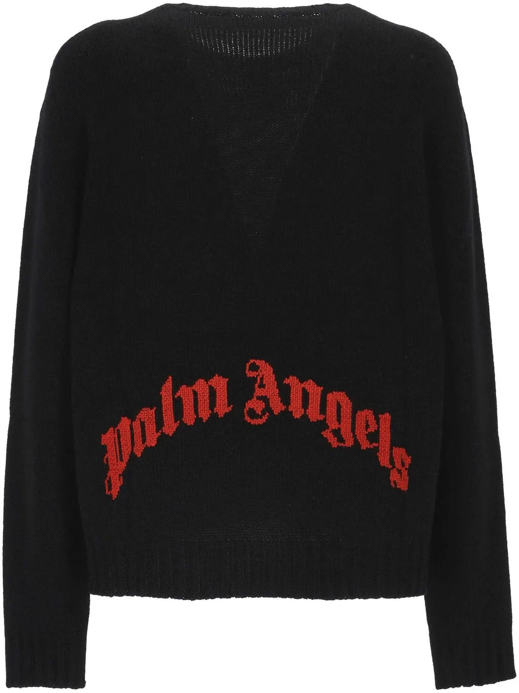 Palm Angels Curved Logo Intarsia Crewneck Jumper