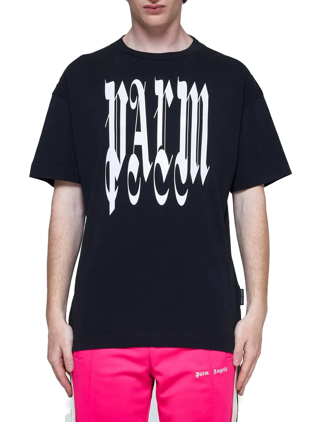 Palm Angels Gothic Logo Printed Crewneck T-Shirt