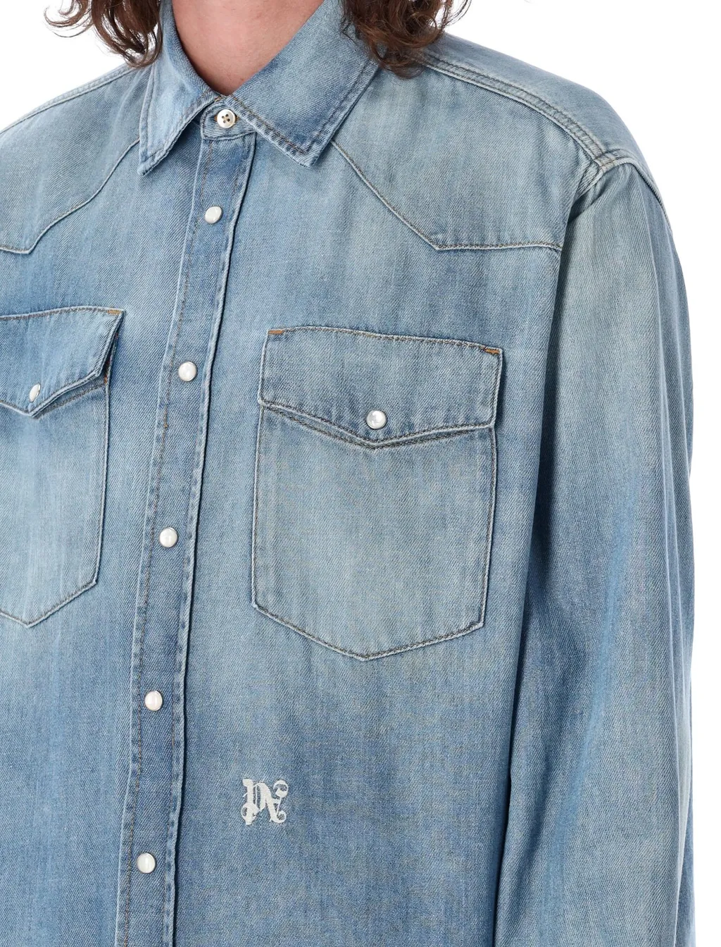 Palm Angels Pa Monogram Denim Shirt