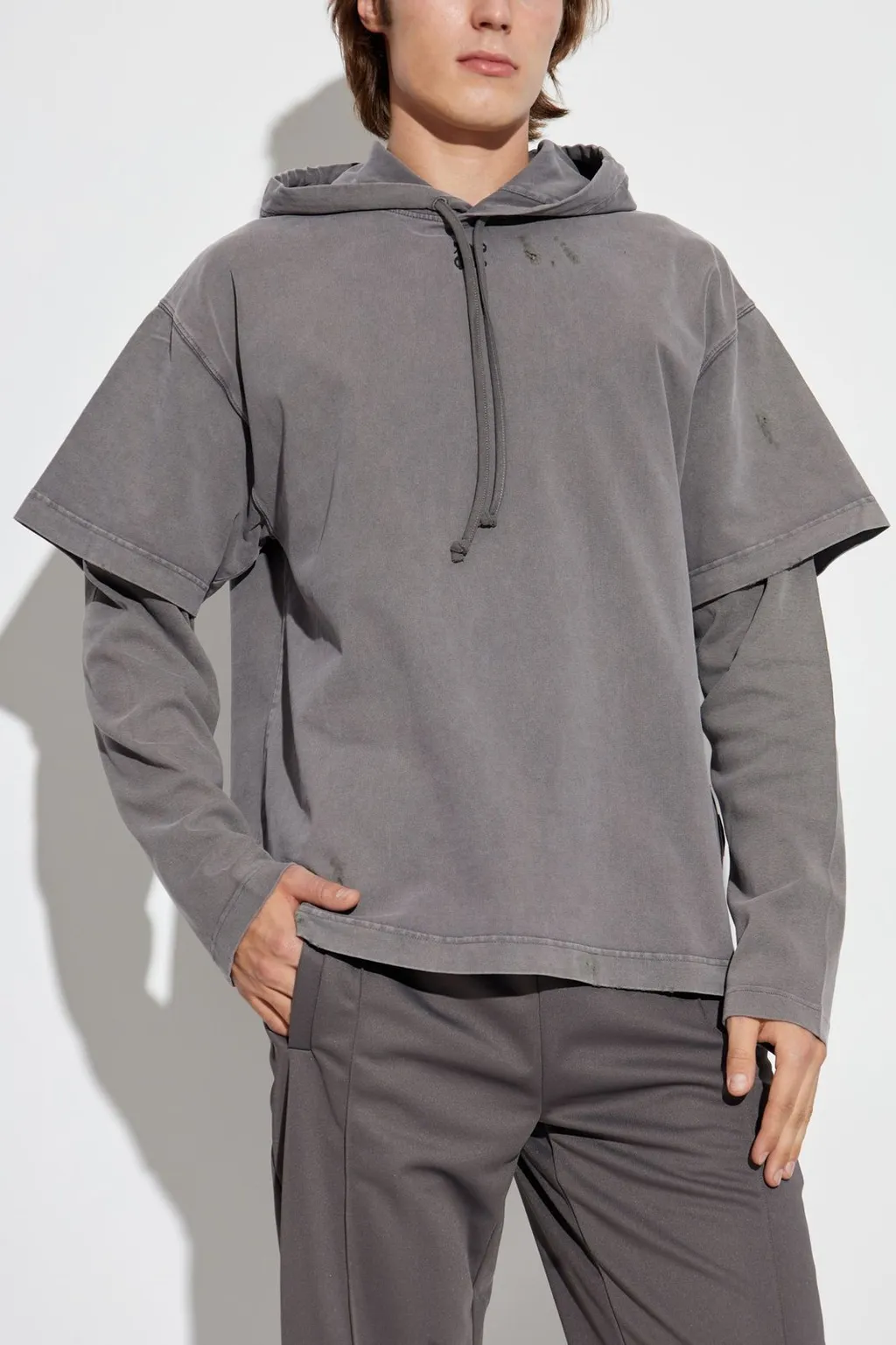 Palm Angels Layered Drawstring Hoodie