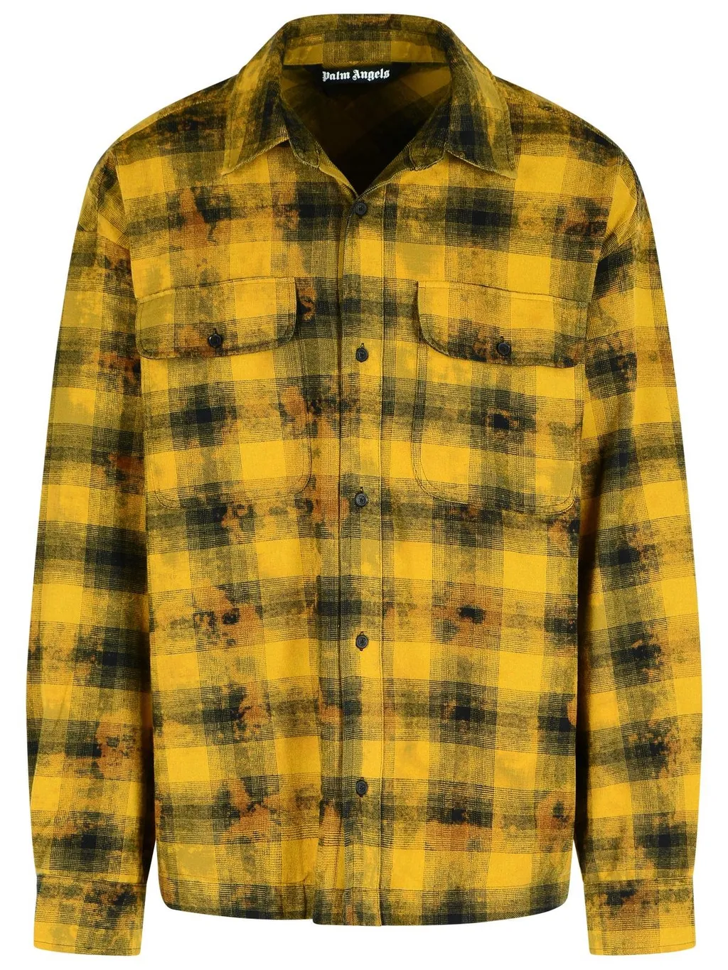 Palm Angels Curved Logo Printed Checked Shirt