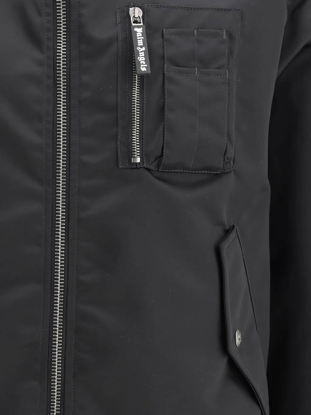 Palm Angels Curved Logo Zipped Bomber Jacket