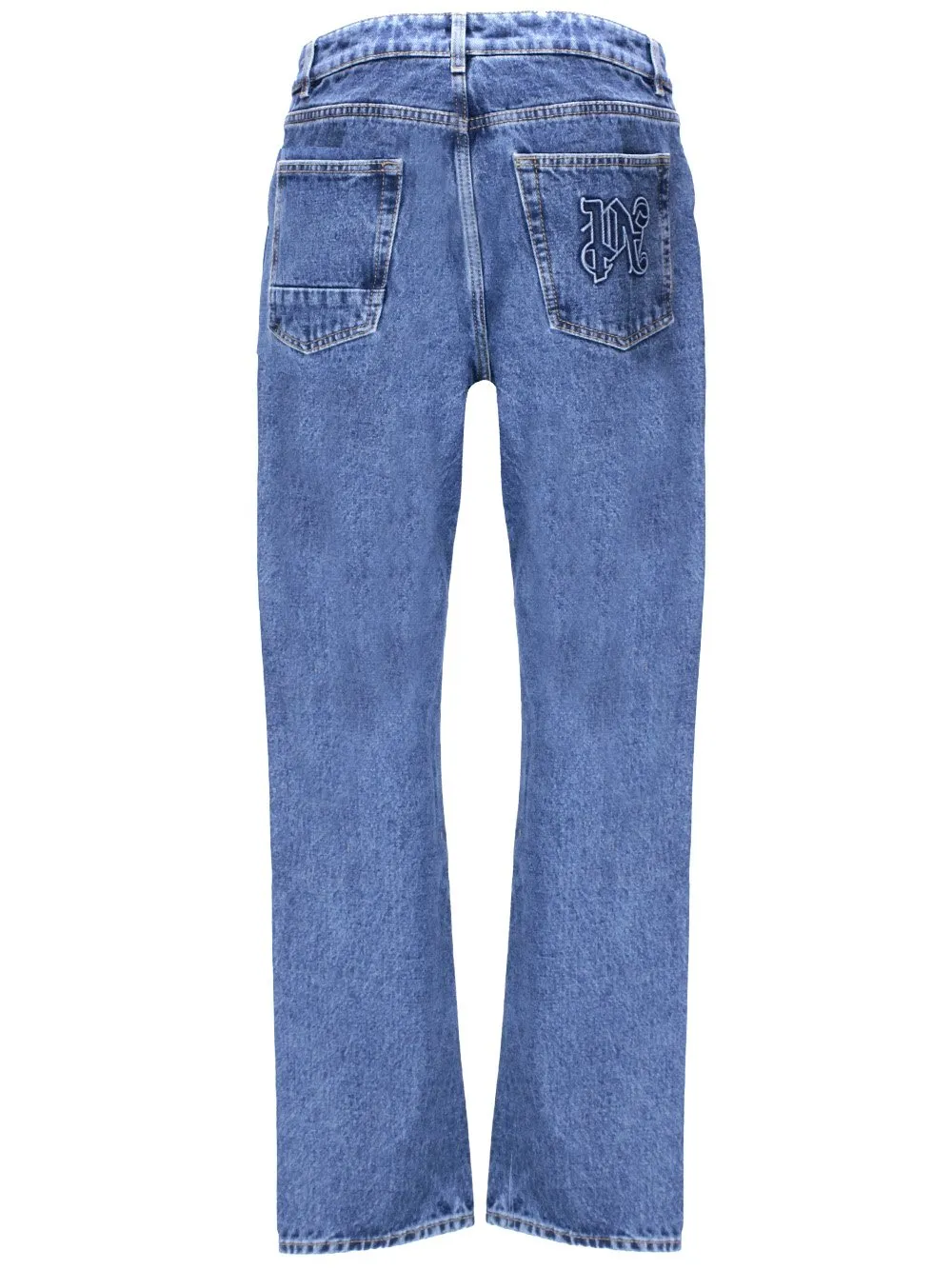 Palm Angels Monogram Detailed Straight Leg Jeans
