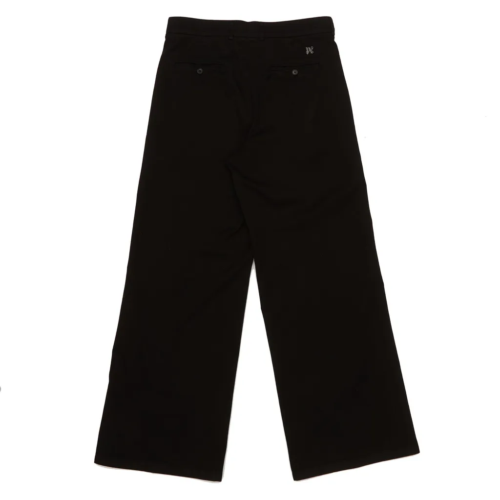 Palm Angels Monogram Embroidered Wide Leg Trousers