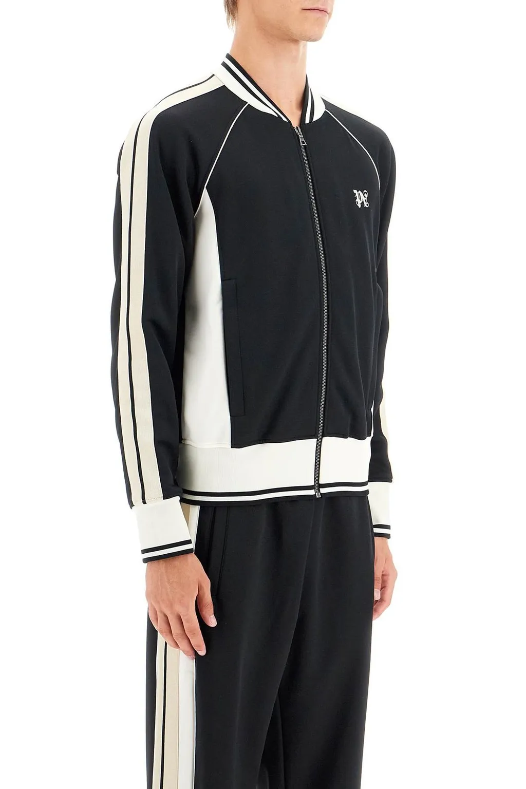 Palm Angels Pa Monogram Embroidered Zip-Up Sweatshirt