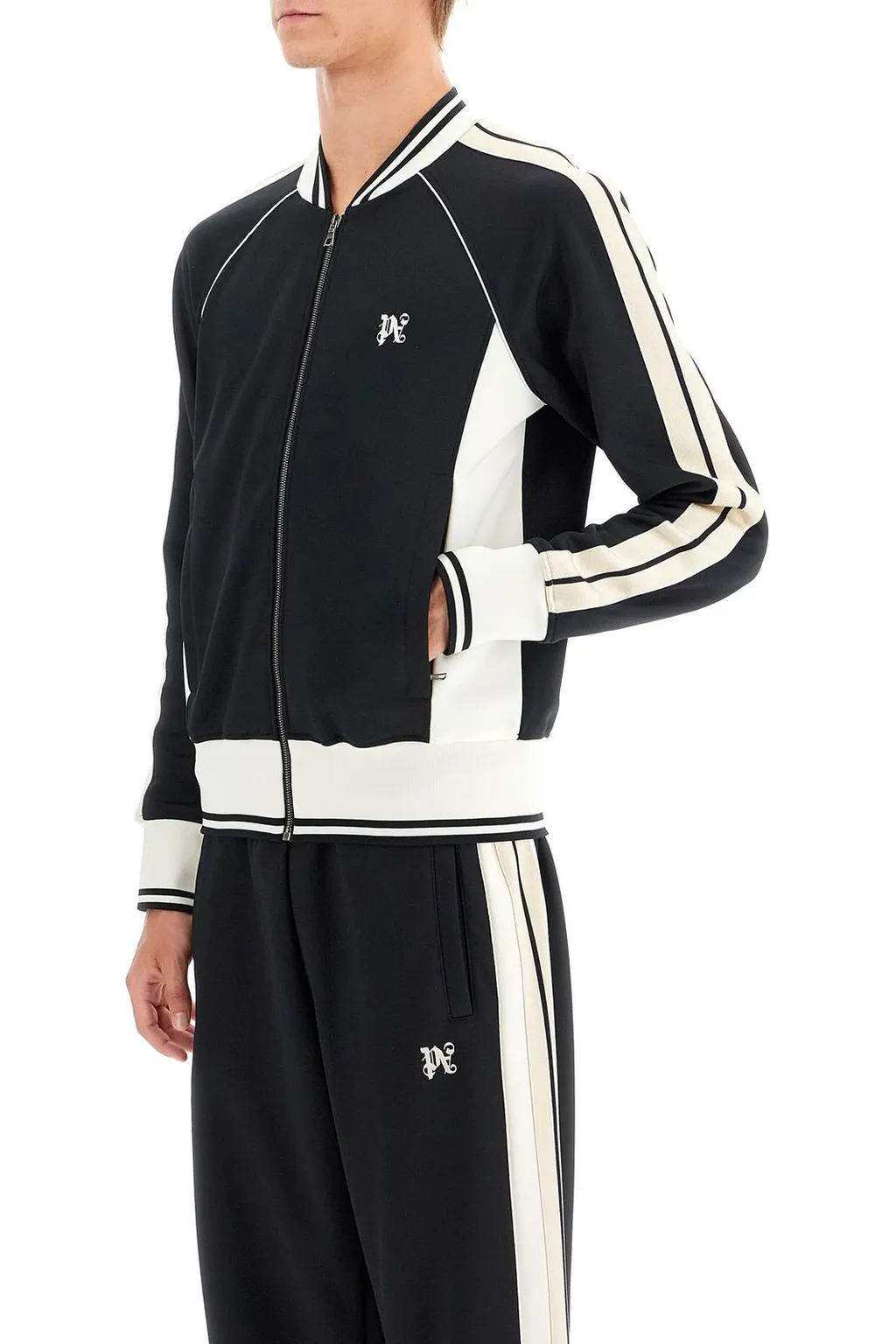 Palm Angels Pa Monogram Embroidered Zip-Up Sweatshirt