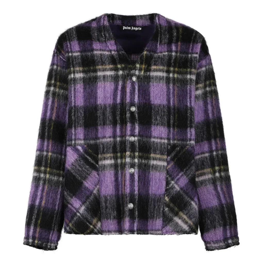 Palm Angels Plaid Check Drop Shoulder Cardigan