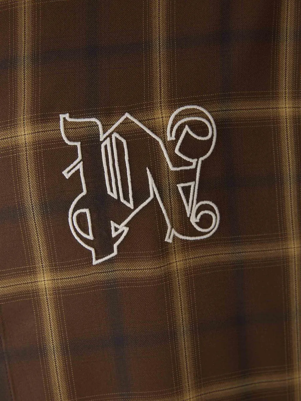 Palm Angels Logo Embroidered Checked Long-Sleeved Shirt