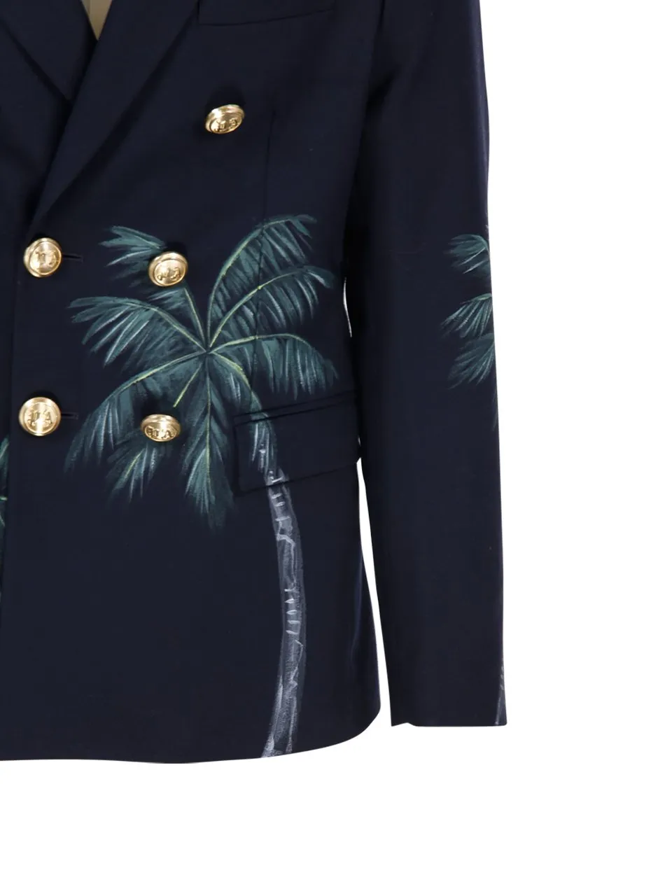 Palm Angels Palm Tree Printed Double Breasted Jacket