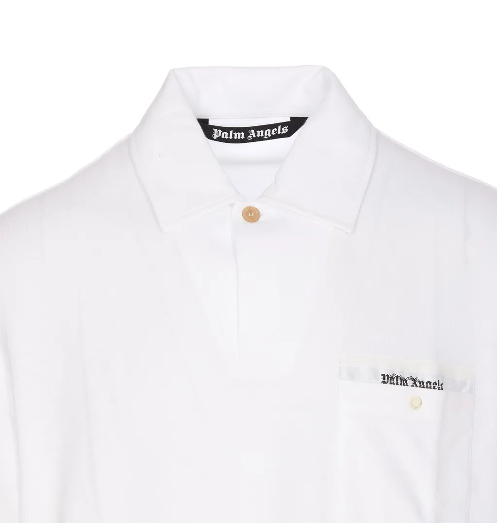 Palm Angels Sartorial Tape Logo Detailed Polo Shirt