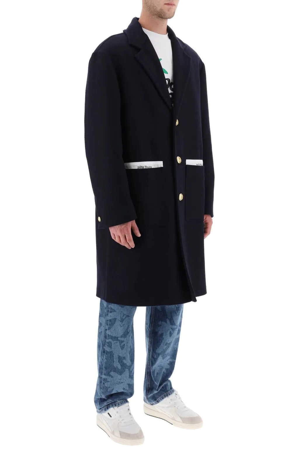 Palm Angels Single-Breasted Mid-Length Coat