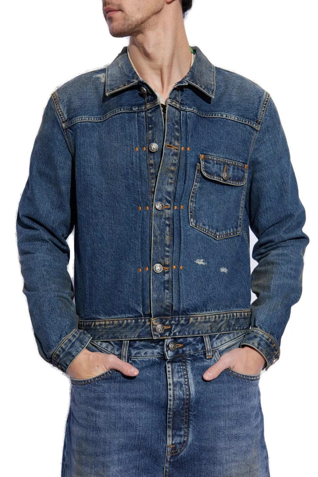 Palm Angels Vintage Effect Denim Jacket