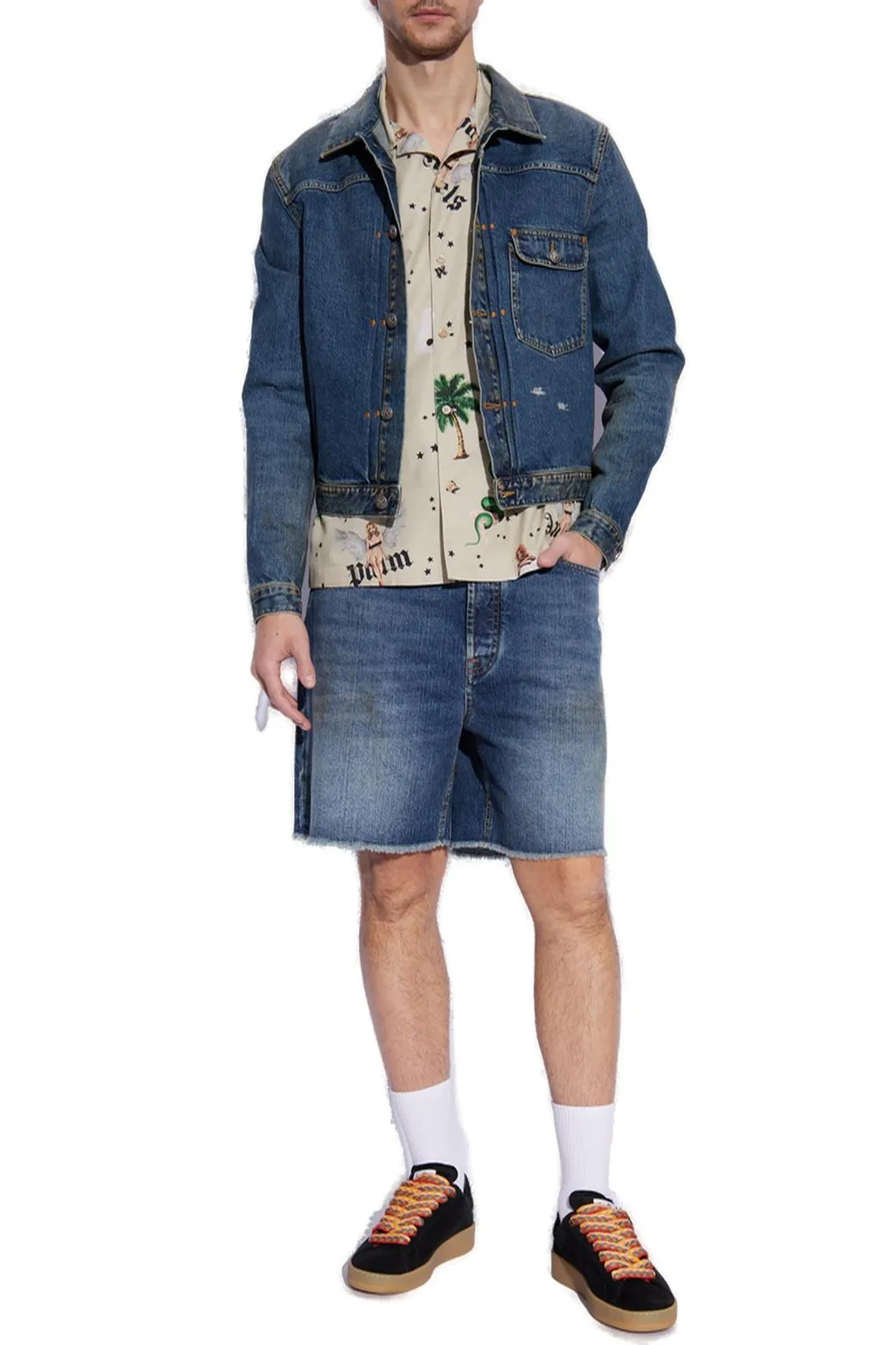 Palm Angels Vintage Effect Denim Jacket