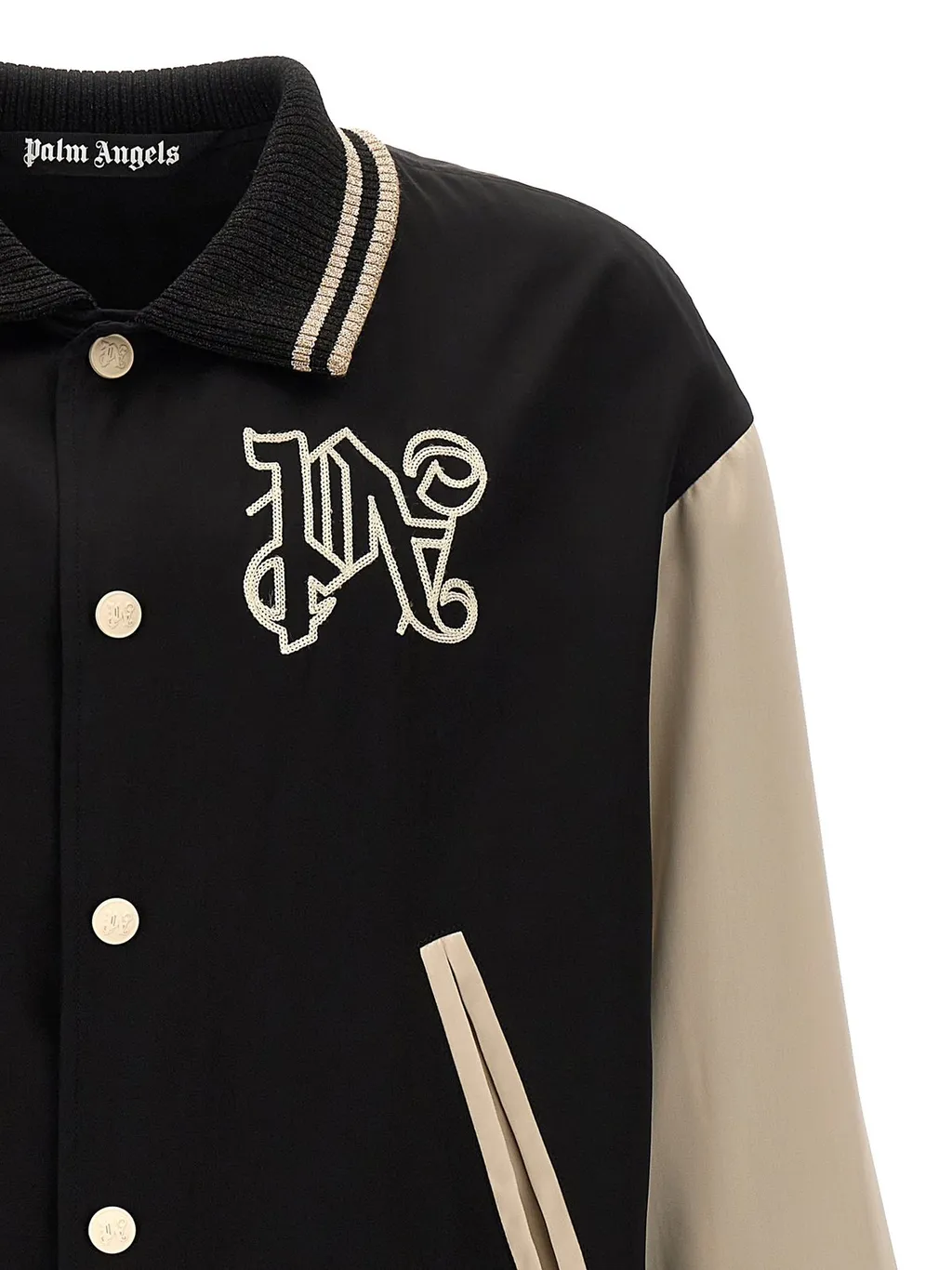 Palm Angels Buttoned Long-Sleeved Bomber Jacket