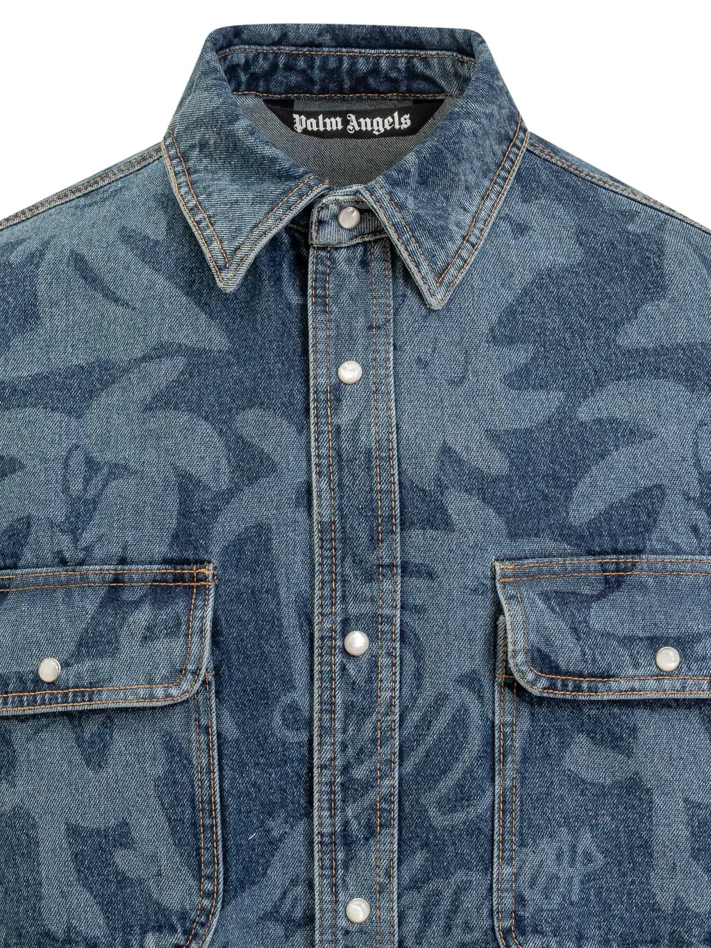 Palm Angels Palmity Button-Up Denim Shirt
