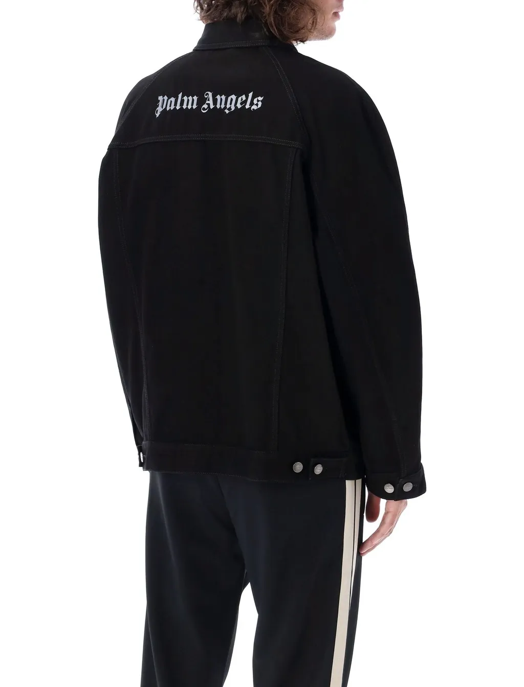 Palm Angels Logo Embroidered Buttoned Denim Jacket