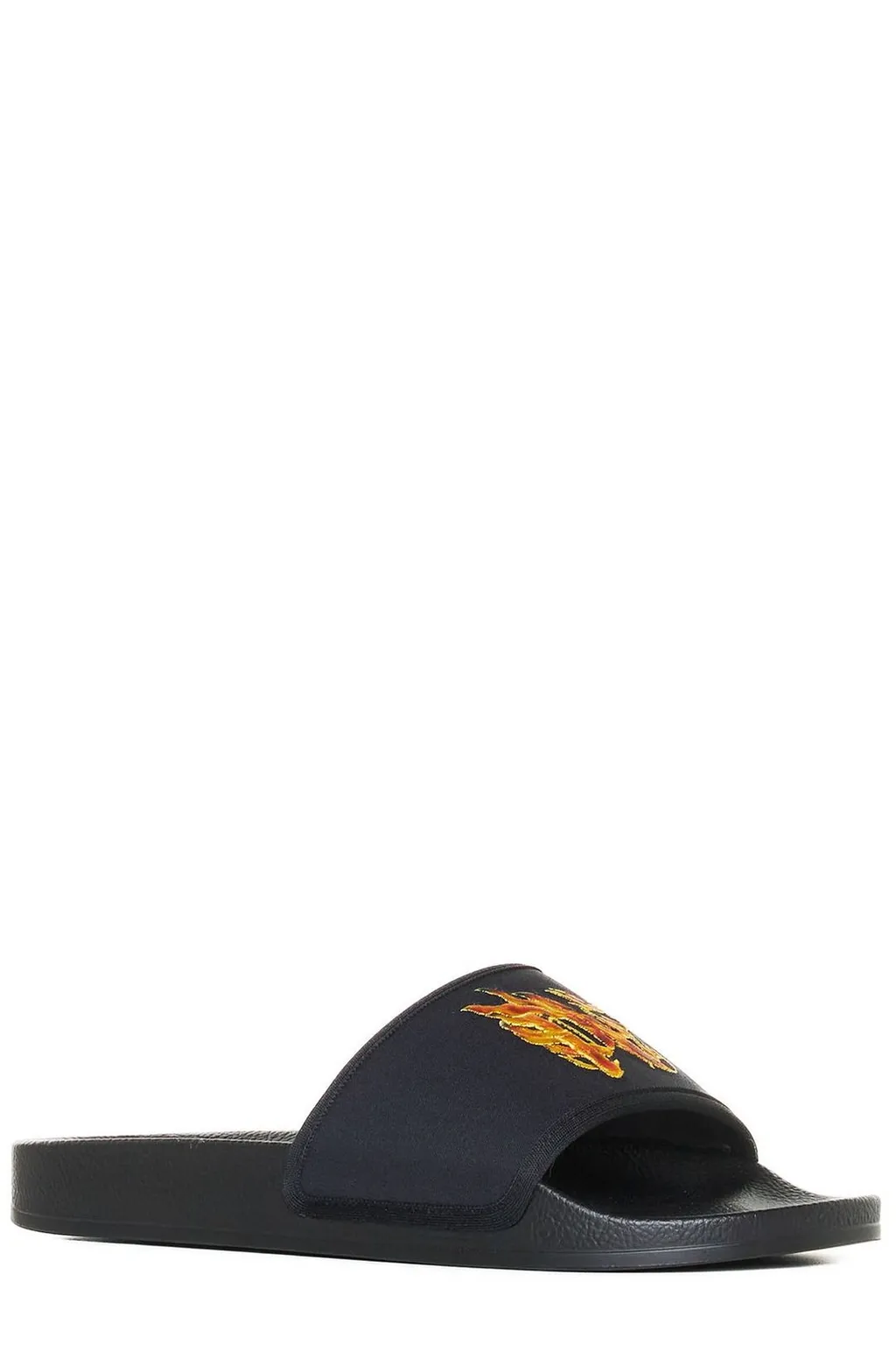 Palm Angels Flame Monogram Printed Round Toe Slides